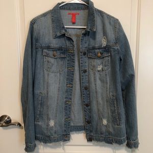 Distressed button-up Jean Jacket